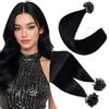 Elailite Extension Cheratina Capelli Veri Naturali 100 Ciocche Qualita Migliorata 35cm - 100% Remy Human Hair Indiani senza Clip 50g #1 Jet Nero