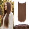 JJstar Extension Capelli Lisci Halo 50cm, ca.Marrone medio | Extension Halo liscia da 50 cm, ca. 120 g, con filo regolabile e tre clip rimovibili per dare volume e lunghezza senza colla.