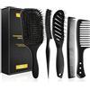 DUAIU 5 PCS Men's Hair Styling Kit, Spazzolino per cuscini a setole di cinghiale, spazzolino ventilato, Spazzola Teasing, pettine dentale ampio e pettine spazzole e pettini