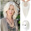 Flufymooz Topper in 100% veri capelli umani da donna, 25,4 cm con clip, per diradare i capelli, copertura 3D a 360°, capelli naturali con base in seta 11,4 x 7,6 cm, colore bianco argento