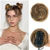 Sofeiyan 2Pcs Mini Chignon per Capelli con Clip ad Artiglio Disordinato Orecchie di Gatto Capelli Estensione Ondulato Sintetica Ciambella Updo Pezzi di Capelli per Donne, Marrone e Biondo