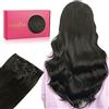 WENNALIFE, Extension a clip di capelli veri, remy, vergini, doppia ciocca, 70 g, 38,1 cm, nero naturale, corti, da donna