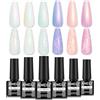 AIMEILI Kit Semipermanente Unghie Pearl Gel Effetto Spirale Shimmer Mermaids Color Gel Soak Off UV&LED Smalto Semipermanente Unghie Perla 5ml Kit 6-87