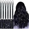 WENNALIFE Pennello per capello, nero, 120 cm, tinsel per capello, 1200 ciocche, set di brillantini, per festival e feste