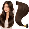 Elailite Extension Cheratina Capelli Veri 50 Ciocche 100% Remy Human Hair con Keratina Invisibili Capelli Indiani 40g 35cm #4 Marrone Cioccolato