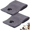 Vyranut Set 2 Asciugamani Cane in Microfibra - 35 x 75 cm Super Assorbente, Asciugatura Rapida, Lavabile, con Zampa Ricamata, per Cani e Gatti, Morbido e Resistente (Grigio)