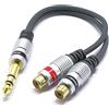 VITALCO Adattatore Jack 6.3 Stereo a 2x RCA Audio 6.35 Stereo TRS Maschio a Doppio RCA Femmina Cavo Connettore