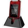 artfone G6 4G - Cellulare pieghevole senza contratto, pulsante di emergenza SOS, stazione di ricarica, cellulare per anziani, radio, 2,4 pollici, batteria da 1300 mAh, rosso