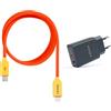 GROOVY Caricabatterie USB-A + USB-C 20W con Cavo Apple 1 Metro | Ricarica Rapida 3A, Silicone Liquido Colorato, Compatibile iPhone e iPad (ARANCIO)