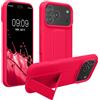 kwmobile 1x Custodia Compatibile con Apple iPhone 17 PRO Max - Cover Supporto Dita - Back Case per Smartphone - Protezione Gommata Rosa Shocking