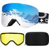VCOROS Occhiali da Sci con Magnetico Lenti Intercambiabili,YH879B Maschera da Sci OTG per Unisex Anti-UV400 Anti Nebbia Antipolvere Antivento Occhiali da Neve per Ski Ciclismo (06-REVO Rosa/Bianco+Lente)