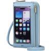 GOIACII Borsa a tracolla per telefono da donna, portafoglio da viaggio con touch screen, piccolo, A03-azzurro