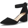 DREAM PAIRS Scarpe Tacco Pump per Donna Comode Eleganti Scarpe Décolleté con Tacco Grosso e Punta,Size 43,Nero/Nabuk,ANNEE