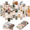 Yopyame Kit per collage da parete con immagini estetiche bohémien, 50 pezzi, color pesca foglia di tè, collage di foto, decorazione per dormitorio, per ragazze, adolescenti e donne, kit di stampe da parete in