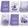 VitalCozy Set di 6 asciugamani da cucina primaverili color lavanda viola bianco a tema primaverile asciugamani per piatti invernali rustici per bagno primaverile e primaverile, 61 x 40 cm