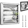 LURICO Griglia di Ventilazione in Acciaio Inox, 125mm Griglia di Ventilazione per Esterno Muro con Alette a Gravità e Rete Antinsetti, Alloggiamento Griglia di Ventilazione per Tubi VMC e Copertura