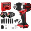 ONEVAN Avvitatore a Percussione Senza Fili 1000 Nm con 2 Batterie 4,0 Ah, Senza Spazzole 1/2 per Auto, Cantiere e Montaggio Pesante (Rosso)