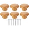 QUARKZMAN 6Pcs Maniglia Rotonda Per Cassetto In Legno, Diametro 1 5/8 Testa Rotonda Maniglie Per Cassetto In Legno Con Viti Per Mobili Cassetto Comò Armadio Credenza, Faggio