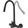 LakeBayMZC Rubinetto per Cucina a Montaggio a Parete, LakeBayMZC Rubinetto in Acciaio Inox per Cucina con 2 Tipi di Getto d'Acqua, Rubinetto da Cucina con Erogatore Flessibile,nero opaco