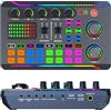 fesoklaf Scheda audio dal vivo, mixer con 16 effetti di cambiamento del suono, DJ in streaming Bluetooth, per registrazione/podcasting/giochi/live streaming