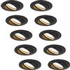 HCFEI 10x Faretti LED da Incasso nero per cartongesso, Orientabile con Porti Luce Bianco Caldo 5W Pari a 50W 3000K Dimmerabile Angolo a Fascio 120 Gradi AC 230V