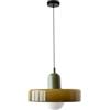 Hnexsei Lampada a Sospensione in Vetro, Lampada da Soffitto Unica con Portalampada E27 - Paralume Contemporaneo in Vetro per Cucina, Sala da Pranzo o Camera da Letto (Marrone)