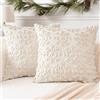 Artscope 2 Pezzi Natalizio Federe in Lana Corta Velluto Copricuscini Morbido Decorativo Fodere per Cuscino Lusso Stile per Divano Camera da Letto Natale Neve Beige 55x55 cm
