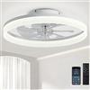 DWDVBL Moderno Ventilatore da Soffitto con illuminazione 6 Velocità Reversibile Plafoniera LED Dimmerabile con Ventilatore con Telecomando e APP, 3000-6500K Dimmerabile Lampada Ventilatore da Soffitto (50CM)