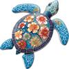 CREATCABIN Scultura Parete in Metallo A Forma Tartaruga Marina Tema Oceano in Ferro Colorato Blu Vita Spiaggia Animale Ornamento Appendere Veranda Soggiorno Casa Ufficio Giardino Balcone 30x30cm
