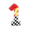 mciskin Red Racing 1 Candele di compleanno, decorazioni per primo compleanno per ragazzo e ragazza, candela rossa numero 1 per torta, decorazioni per torte a tema auto da corsa a tema auto da corsa