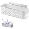 Cyrank Mensola per Doccia, Organizer per Doccia Senza Foratura Mensola Bagno in Plastica Riutilizzabile Mensola per Doccia Adesiva(Bianco)