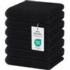 Moosfor Strofinacci 100% cotone, set da 6 pezzi, 32 x 72 cm, morbidi strofinacci da cucina, assorbenti, spessi e di alta qualità, colore nero