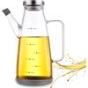 GAOUTO Bottiglia di olio da 750 ml, bottiglia di olio d'oliva in vetro, manico antiscivolo, base in silicone antiscivolo, dispenser antigoccia e antigoccia per salsa di soia, olio d'oliva e aceto
