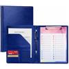 DECOR HUB Cartellina Portadocumenti A4 in Pelle PU con Portablocco e Clip Fermafogli, Tasche e Porta Penna, Cartella Documenti da Ufficio e Riunioni - Blu