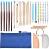 GOLDEROC 22 Pezzi Kit Ceramica Fai da Te, Strumenti per Argilla da Modellare, Air Dry Clay, Modellare Argilla, Attrezzi per Ceramica da Modellare, Utensili Adatto per Scultura Principianti