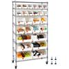 VEVOR Scaffale Portaoggetti Mobile a 8 Ripiani, 26 Contenitori Portaoggetti, Sistema di Scaffalature in Filo d'Acciaio con Ruote, per Garage, Magazzino, Ufficio, Ristorante, Aula, Cucina
