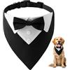 HMCEY Bandana per Cani Formale 36-60 CM,Collare Smoking Cane con Foulard e Papillon,Sciarpa Cravatta Cane Regolabile,Costume Elegante per Animale Domestico per Matrimoni, Compleanni, Festa - Nero