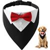 HMCEY Bandana per Cani Formale 36-60 CM,Collare Smoking Cane con Foulard e Papillon,Sciarpa Cravatta Cane Regolabile,Costume Elegante per Animale Domestico per Matrimoni, Compleanni, Festa - Rosso