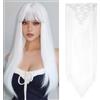 TESS Extension Capelli Clip 66 cm, Extension con Clip Liscio Bianco 18 Clips 8 PCS Extension Clip Capelli 140g Capelli Finti