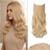 JJstar Extension Capelli Lisci Halo 50cm, ca.Biondo Spiaggia | Extension Halo liscia da 50 cm, ca. 120 g, con filo regolabile e tre clip rimovibili per dare volume e lunghezza senza colla.