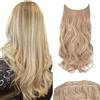 JJstar Extension Capelli Lisci Halo 50cm, ca.Biondo cenere | Extension Halo liscia da 50 cm, ca. 120 g, con filo regolabile e tre clip rimovibili per dare volume e lunghezza senza colla.