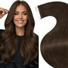 LaaVoo Extension Capelli Veri Biadesivo 20pz Marrone Cioccolato Extension Biadesivo Umani Lisci Remy Extension Biadesive Capelli Veri Invisibile Adesive 30cm 30g #4