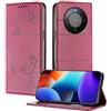 XINYEXIN Custodia per Honor Magic 8 Lite, Cover a Libro in Pelle PU con Blocco RFID, Slot per Carte, Supporto, Protezione Completa Antiurto - Rosso