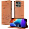 XINYEXIN Custodia per Motorola Edge 60 Pro, Cover a Libro in Pelle PU con Blocco RFID, Slot per Carte, Supporto, Protezione Completa Antiurto - Marrone