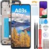 YHX-OU Nero+Telaio Schermo per Samsung Galaxy A03s SM-A037G LCD Display Touch Screen Digitizer Ricambio Assembly con Utensili Inclusi E per Galaxy A03s SM-A037G Vetro temperato