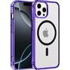 Coiwxmoi Custodia per iPhone 16 Pro Max Cover Compatibile con MagSafe, Custodia TPU Morbida Trasparente con Anello Magnetico, Anti-Impressioni Digitali Backcover, Anti-Scivolo Anti-Urto Case, Viola