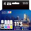 Supply Guy Inchiostro compatibili con Epson 113 per EcoTank ET-5150 ET-5170 ET-5800 ET-5850 ET-16150 ET-16650 (4 Flaconi di Inchiostro da 1x127ml, 3x70ml)