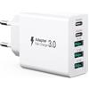 sccvee Caricatore USB C 50W, caricatore multiplo con 【2 USBC e 3 USBA】, station da parete adattatore USB, adattatore di alimentazione Fast Charge PD 3.0 compatibile con iPhone 12/13/14/15/Samsung/Tablet