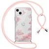 Yirlbey Cover per iPhone 13 6,1'' con Cordino, Aesthetic Nuvola Luna Motivo Disegno Trasparente Silicone Case Corda con Regolabile Laccio Antiurto Bumper Protezione della Fotocamera Custodia