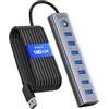 ORICO Hub USB 3.0, Hub USB 5Gbps in Alluminio 7 porte, Cavo Lungo 180CM con Porta di Alimentazione 5V/3A Type-C, Adattatore USB 3.0 Multipla Compatibile con MacBook, PS4, Surface Pro, HP